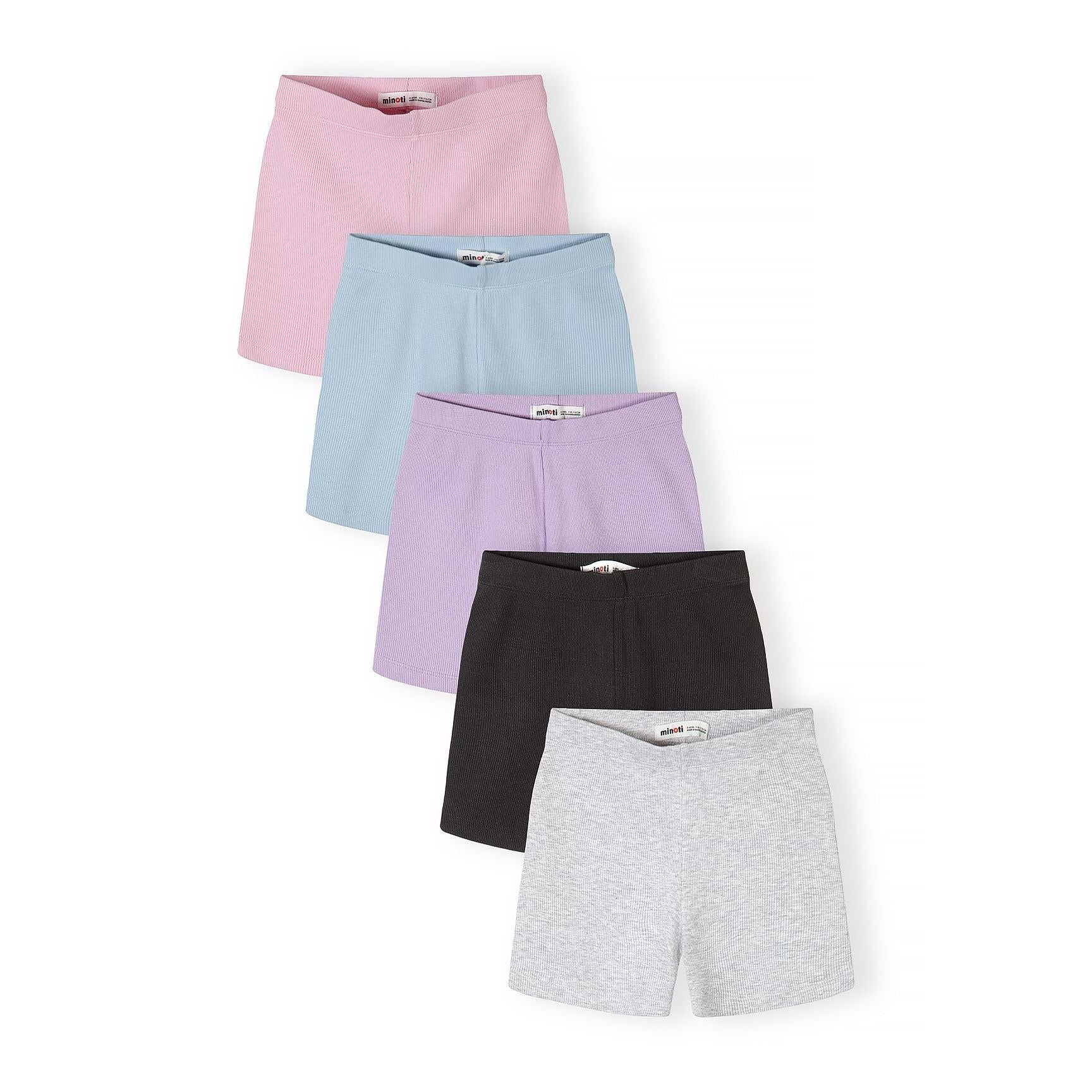 Confezione da 5 leggings corti blu viola rosa (3–15 anni)