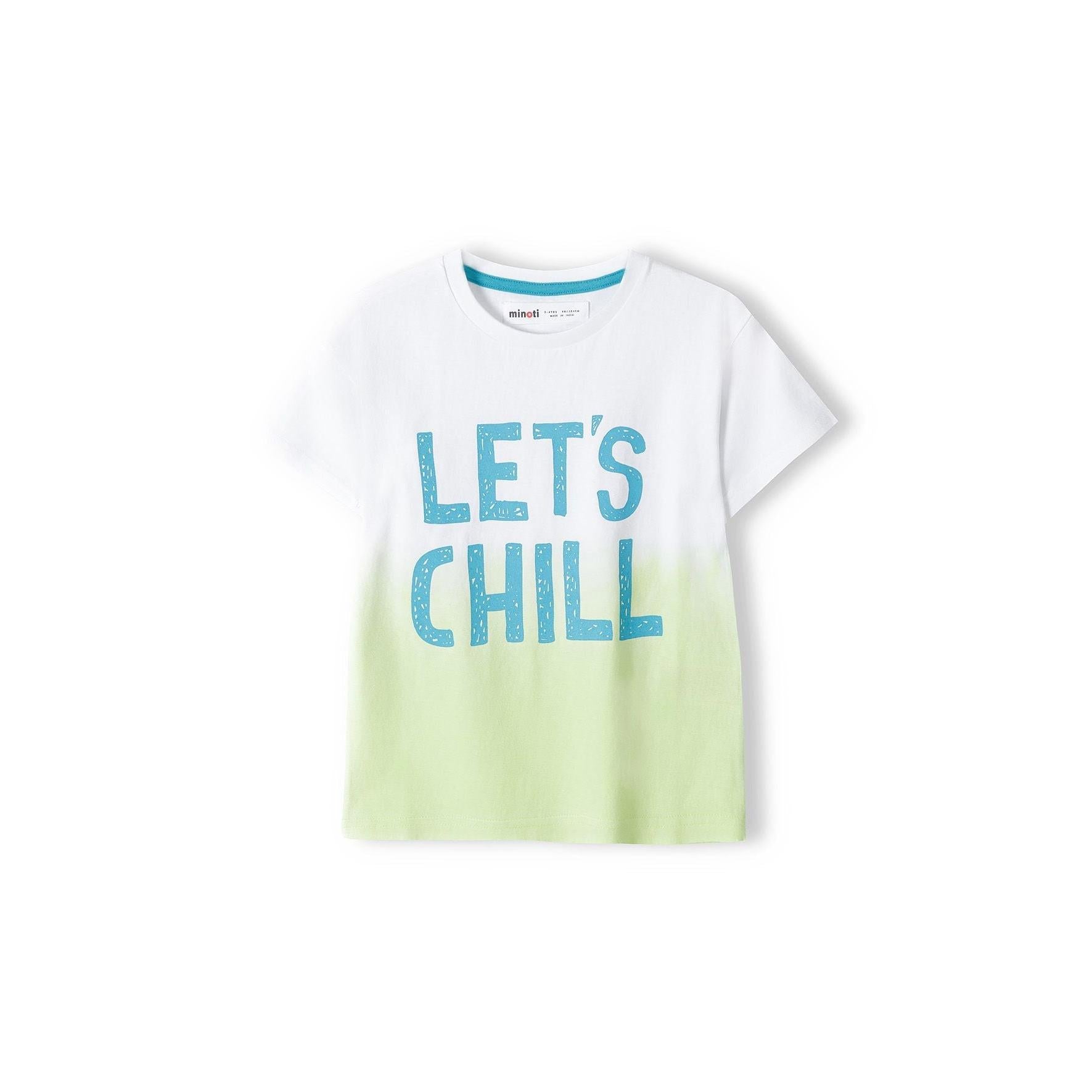 Single grey marl t-shirt displayed flat showing small circular palm tree logo print on chest area with navy and yellow accent colours