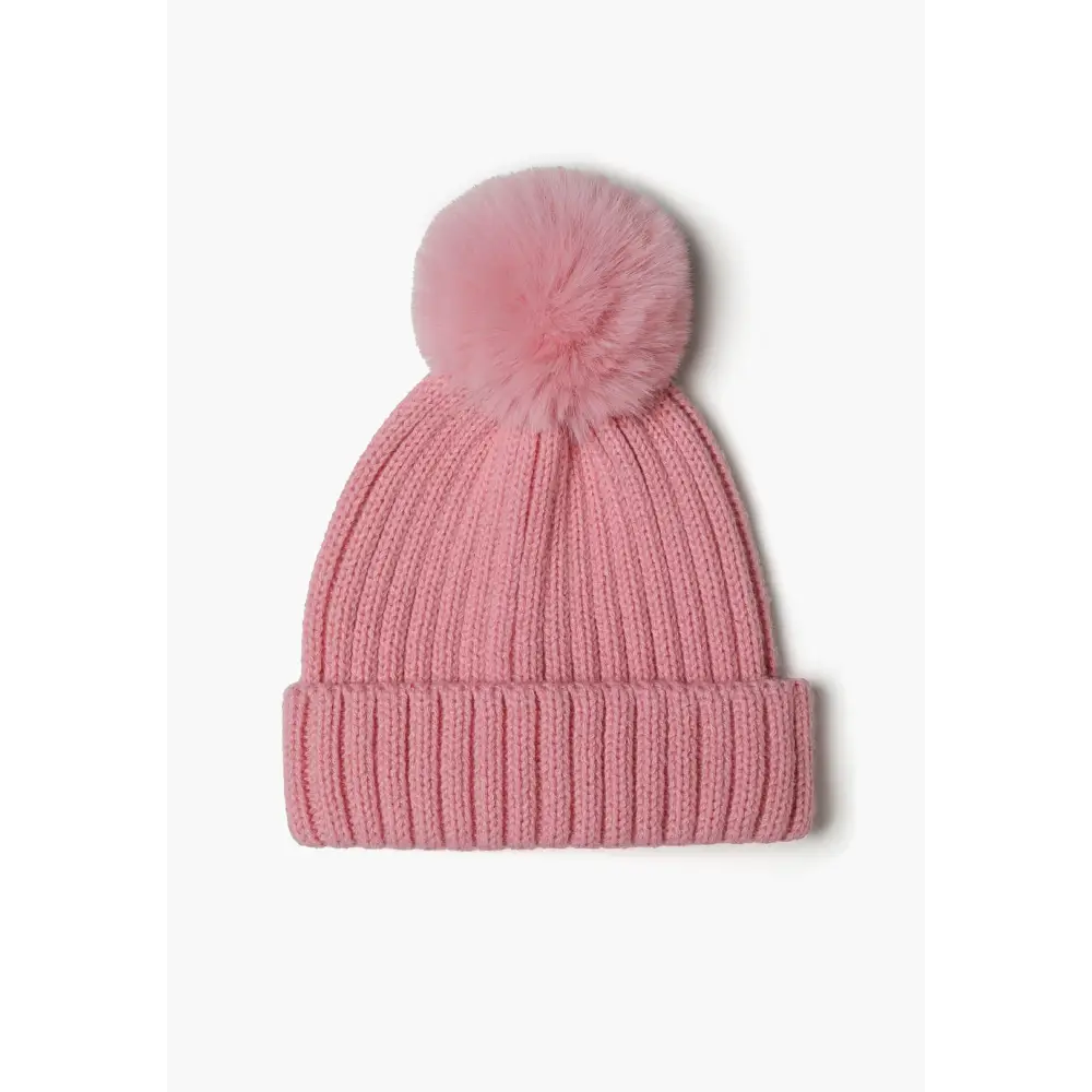 Pink ribbed knitted snood laid flat showing vertical ribbed texture pattern and rectangular tube shape against white background